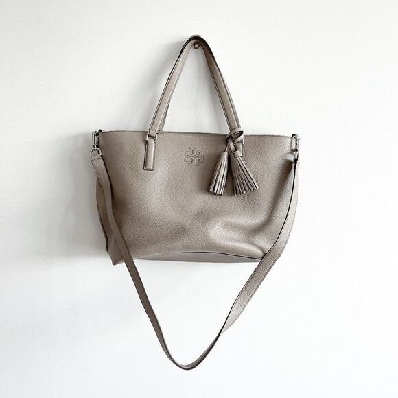 Tory Burch Womens Thea Zip Tote Bag With Tassel French Gray One Size Dust Bag - Picture 3 of 12